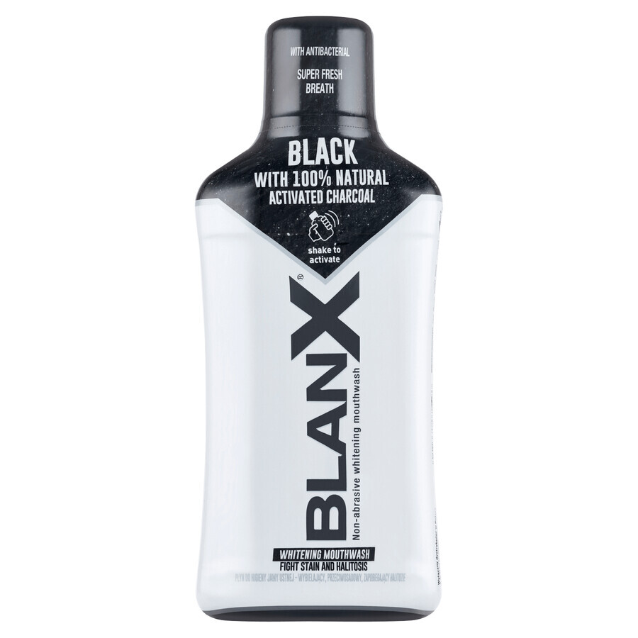 BlanX Black, bain de bouche blanchissant au charbon actif, 500 ml