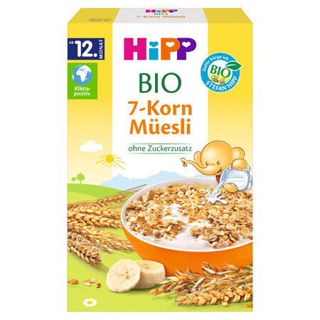 HiPP Musli 7 cereali Bio, banana, senza zuccheri aggiunti, da 12 mesi, 200 g