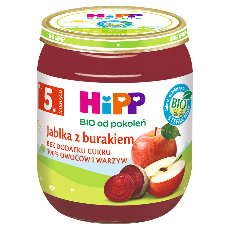 Plat HiPP Bio, pomme et betterave, après 5 mois, 125 g