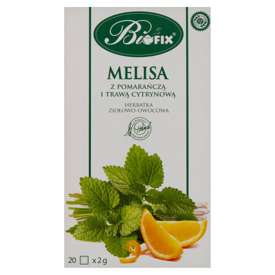 Bi Fix, mélisse à l'orange et à la citronnelle, tisane aux herbes et aux fruits, 20 sachets