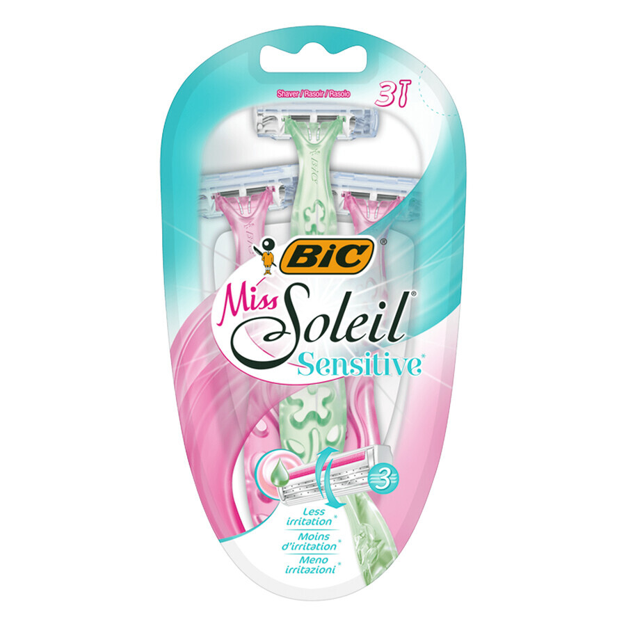 BIC Miss Soleil Sensitive, rasoir pour femmes, 3 pièces