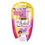 BIC Miss Soleil Beauty Kit, rasoir pour femmes, trois lames, 4 pièces + tondeuse