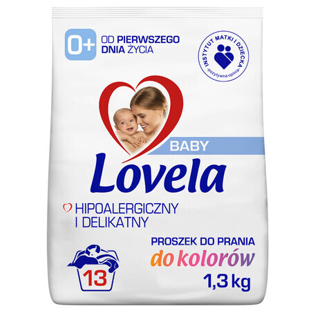 Lovela Baby, poudre de lavage pour vêtements de bébé, hypoallergénique, couleur, dès la naissance, 1,3 kg