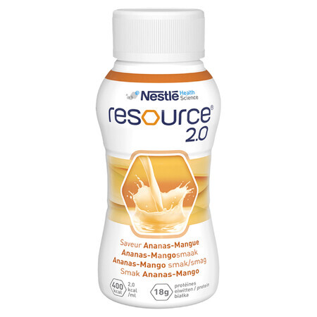 Ressource 2.0, préparation nutritionnelle, saveur ananas-mangue, 4 x 200 ml