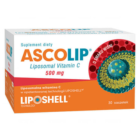 Ascolip, vitamine C liposomale 500 mg, arôme cerise, gel oral, 5 g x 30 sachets