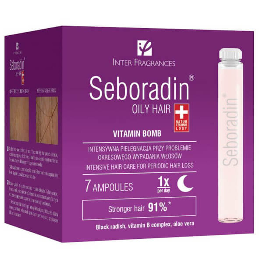 Seboradin Fettiges Haar, kräftigende und regenerierende Haarkur, 5,5 ml x 7 Ampullen