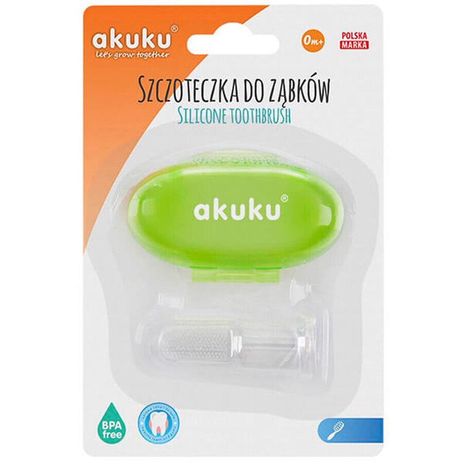 AKUKU, brosse à doigts en silicone, verte, A0264, 1 pièce