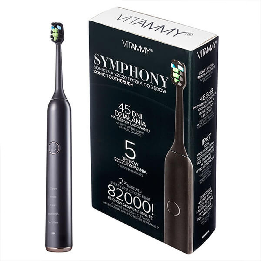 Vitammy Symphony, brosse à dents sonique, noir, 1 pc 