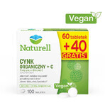 Naturell Organic Zinc + C, 60 comprimés + 40 comprimés gratuits