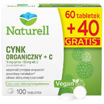 Naturell Organic Zinc + C, 60 comprimés + 40 comprimés gratuits