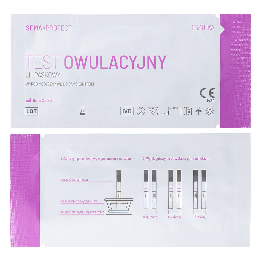 SEMA Protect, test d'ovulation LH en bandelette, sensible 25 mIU/ml, 5 unités