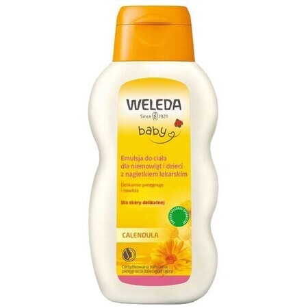 Weleda Calendula Baby, Calendula Körperemulsion für Babys und Kinder, 200 ml