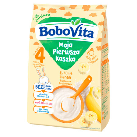 BoboVita Moja Pierwsza Kaszka ryżowa, Banane, milchfrei, glutenfrei, ohne Zuckerzusatz, 180 g