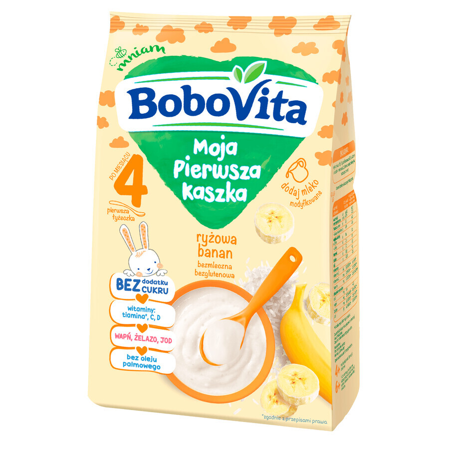 BoboVita Moja Pierwsza Kaszka ryżowa, Banane, milchfrei, glutenfrei, ohne Zuckerzusatz, 180 g