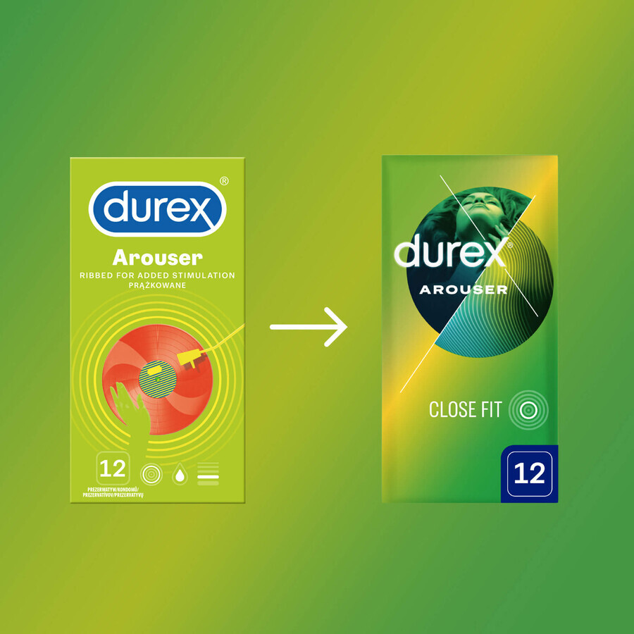 Durex Arouser, préservatifs nervurés, 12 pièces