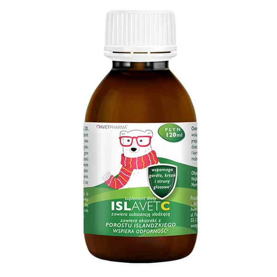 AvetPharma Islavet C, pour les enfants à partir de 3 ans et les adultes, goût framboise, 120 ml