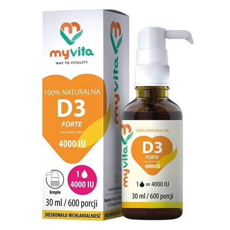 MyVita Vitamine D3 4000 UI Forte, gouttes, 30 ml