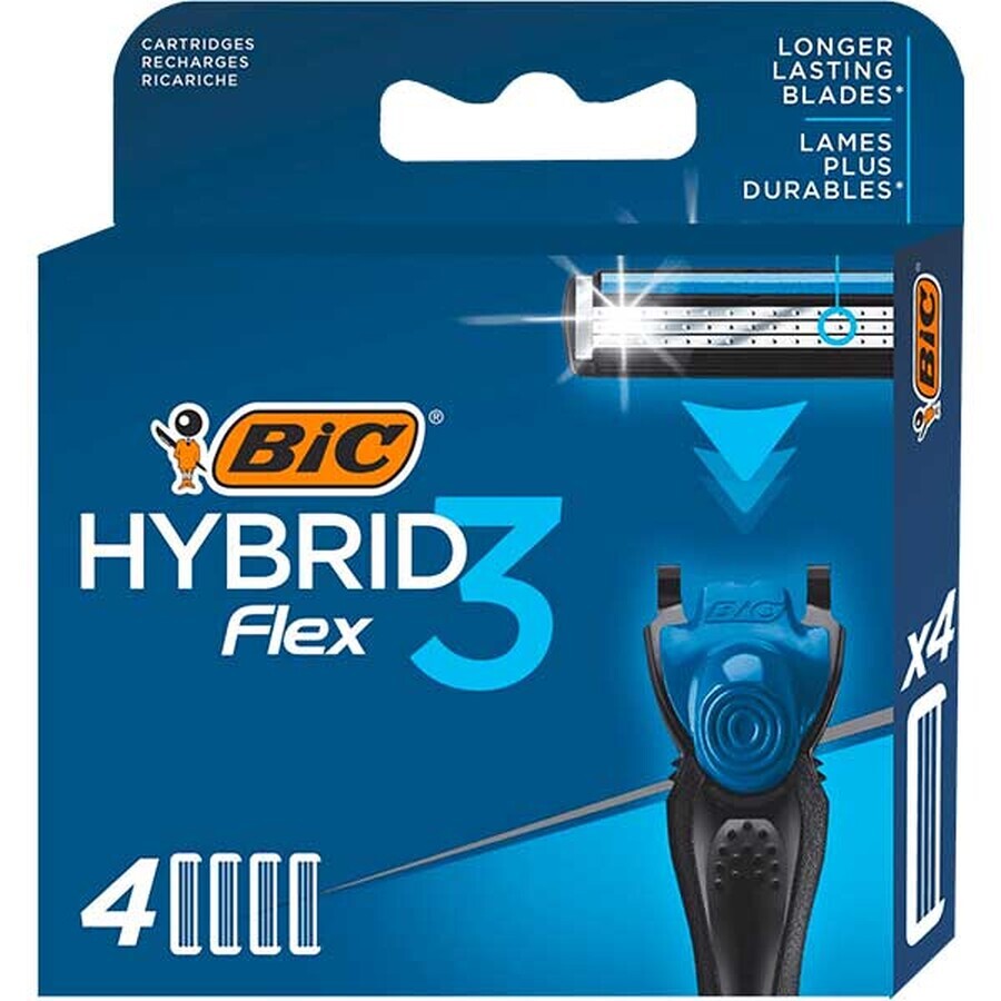 BIC Flex 3 Hybrid, recharges interchangeables, 4 pièces