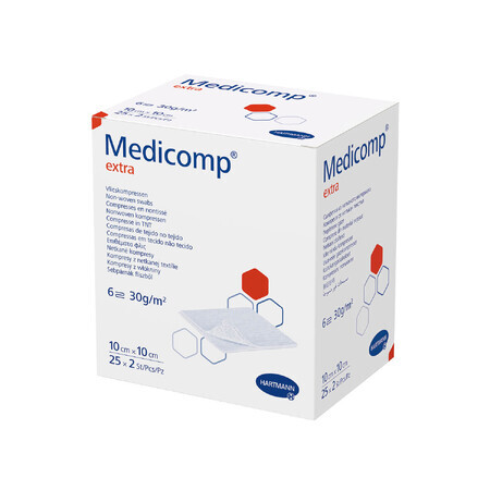 Medicomp Extra, sterile compresses, non-woven, 6 layers, 30 g/m2, 10 cm x 10 cm, 50 pcs.