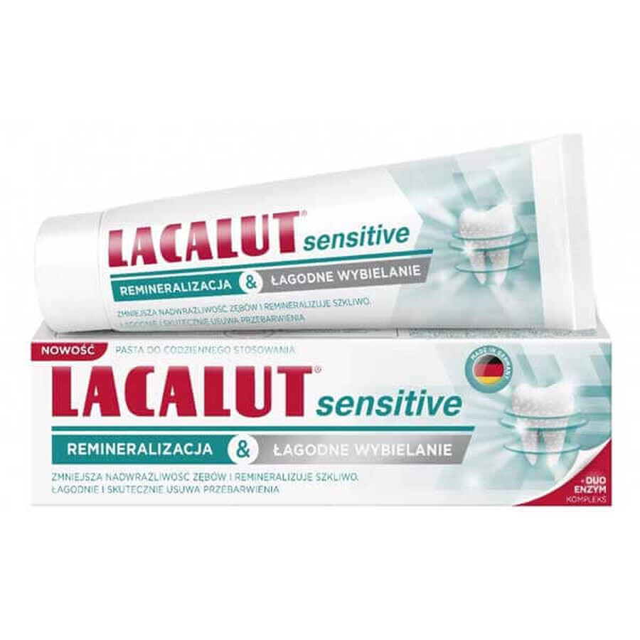 Lacalut Sensitive, dentifrice, reminéralisant l'émail et blanchissant en douceur, 75 ml