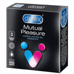 Durex Mutual Pleasure, Kondome mit Gleitmittel für den Geschlechtsverkehr, gerippt mit Paspel, 3 Stück