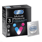 Durex Mutual Pleasure, Kondome mit Gleitmittel für den Geschlechtsverkehr, gerippt mit Paspel, 3 Stück