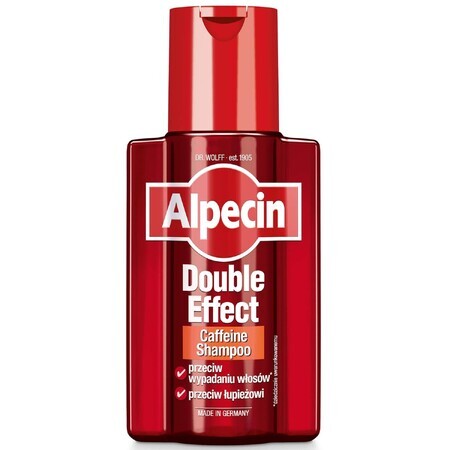 Alpecin Double Efect, shampooing à la caféine contre la chute des cheveux et contre les pellicules, 200 ml