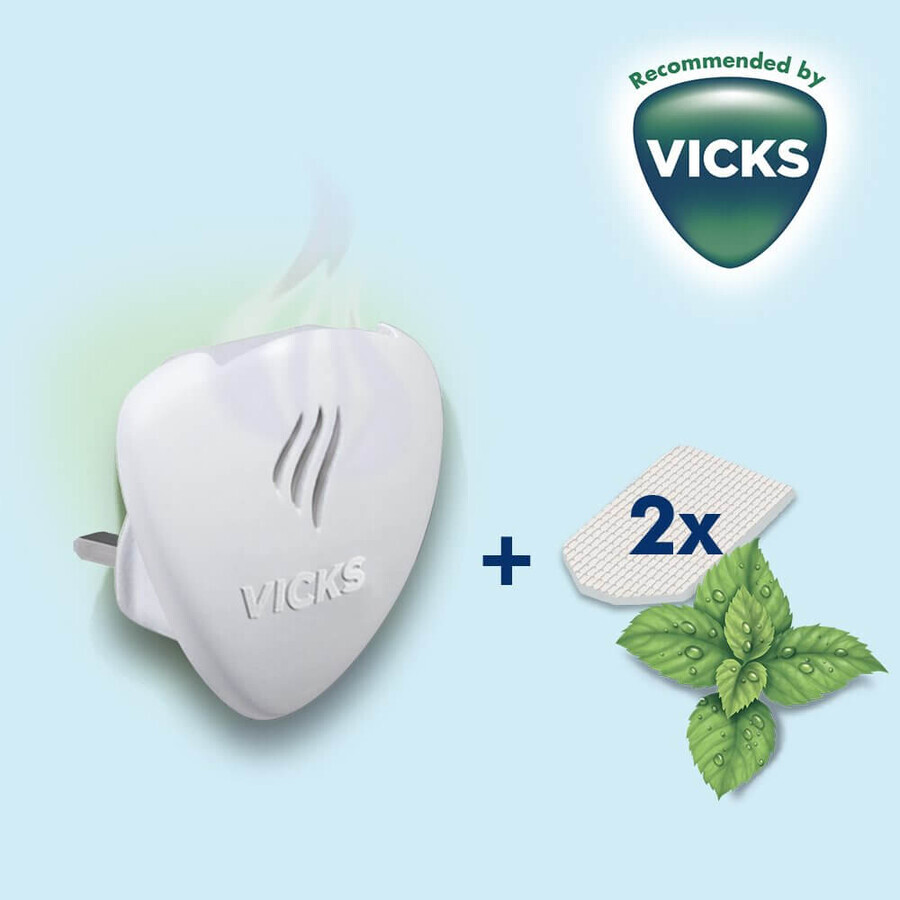 Vicks Comforting Vapors, diffuseur d'huile de contact + 2 recharges, parfum mentholé