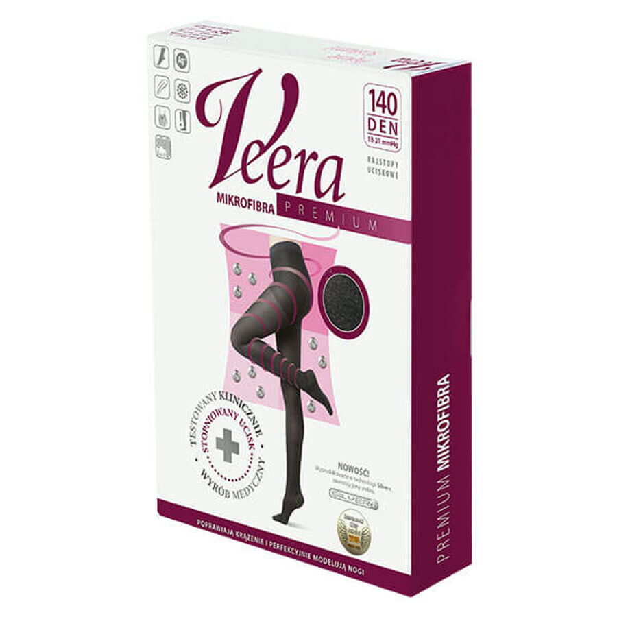 Veera Premium, collant de compression en microfibre, 140 den, taille 1, noir