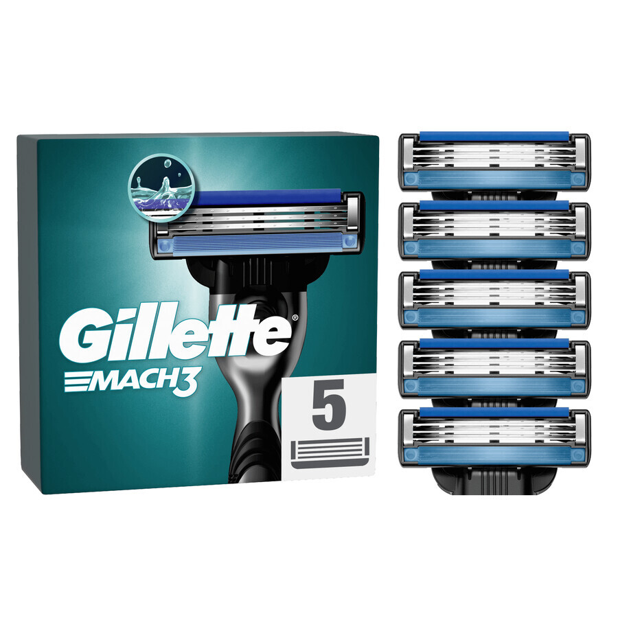 Gillette Mach 3, cartouches de remplacement, 5 pièces