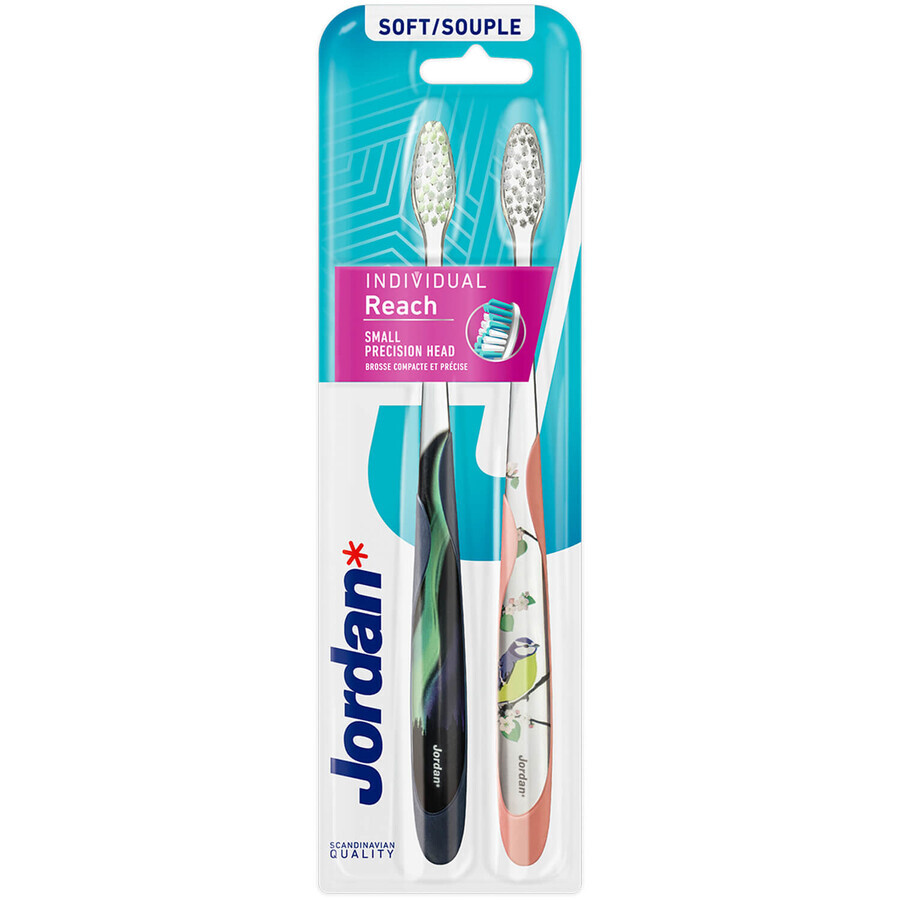 Jordan Individual Reach, brosse à dents, souple, 2 pièces