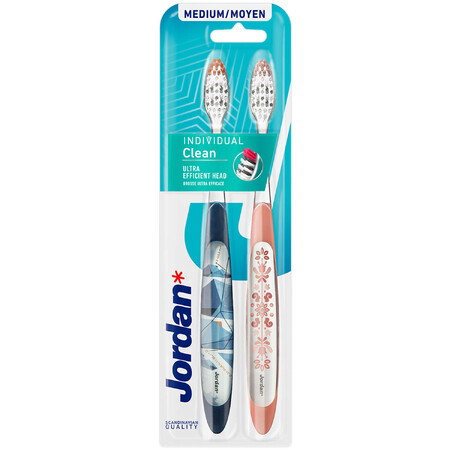 Jordan Individual Clean, brosse à dents, moyenne, 2 pièces