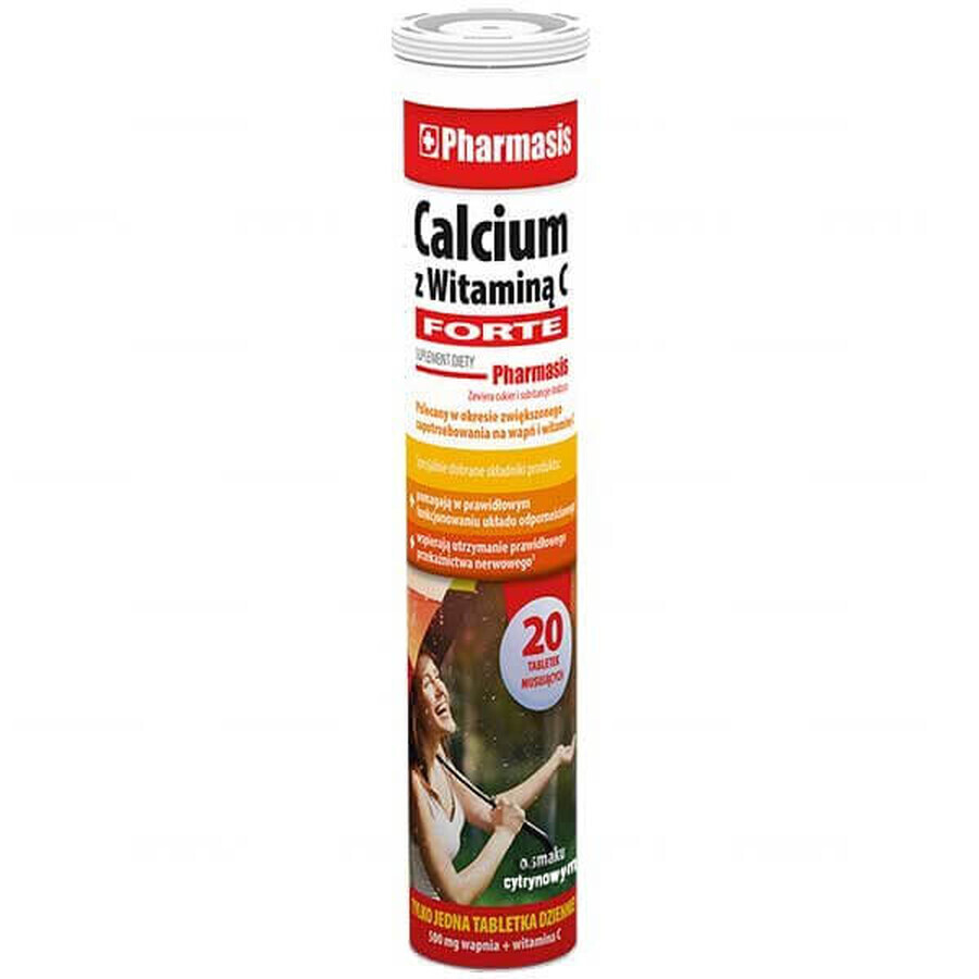 Pharmasis Calcium avec Vitamine C Forte, arôme citron, 20 comprimés effervescents