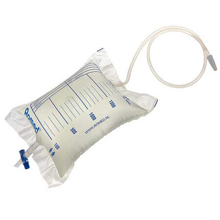 Sac de prélèvement d'urine, stérile, avec valve et tube en T, 2 L, 1 pièce