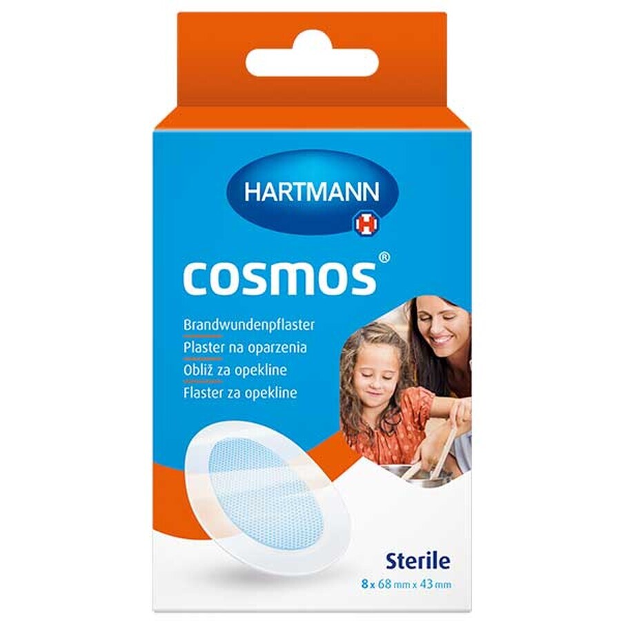 Cosmos, patch pour brûlure, hydrogel, imperméable, stérile, 68 mm x 43 mm, 8 pièces