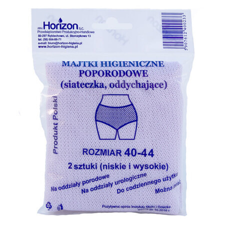 Horizon, culotte post-partum, réutilisable, filet, taille 40-44, 2 pièces