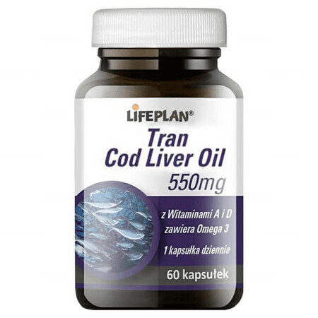 Olio di fegato di merluzzo Lifeplan 550 mg, 60 capsule