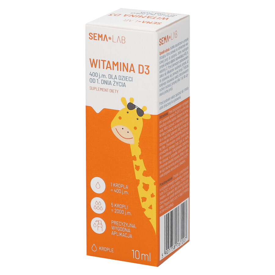 SEMA Lab Vitamin D3 400 IU for children from day 1, drops, 10 ml