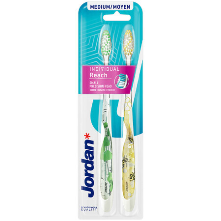 Jordan Individual Med, brosse à dents, moyenne, 2 pièces