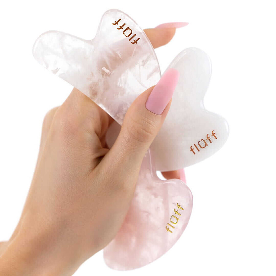 Fluff, pierre Gua Sha pour massage facial, quartz naturel