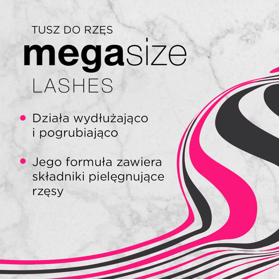 Eveline Cosmetics Mega Size Lashes, mascara allongeant et épaississant, noir, 10 ml