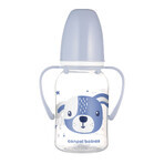 Canpol Babies, biberon fin avec poignée, animaux mignons, 11/823, bleu, à partir de 3 mois, 120 ml