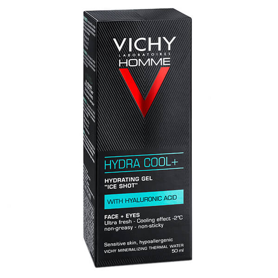 Vichy Homme Hydra Cool+, gel hydratant à effet rafraîchissant, 50 ml