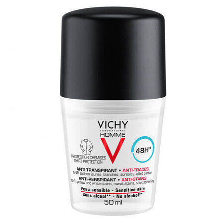 Vichy Homme, roll-on 48h antiperspirant for men, against marks on clothes, 50 ml