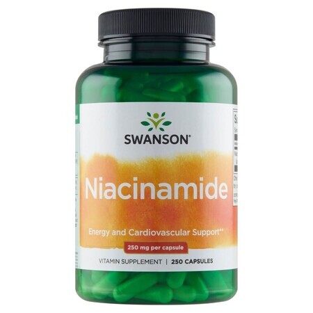 Swanson Niacinamide, niacină 250 mg, 250 capsule