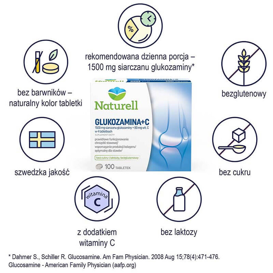 Naturell Glucosamine + C, 100 tablets