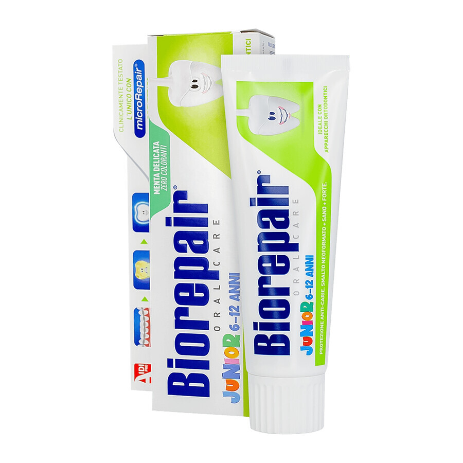 Biorepair Junior, dentifrice pour enfants sans fluor, menthe douce, 6-12 ans, 75 ml