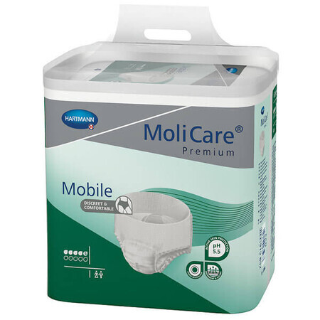 MoliCare Premium Mobile, couches, taille L, 100-150 cm, 5 gouttes, 14 pièces EMBALLAGE ENDOMMAGÉ