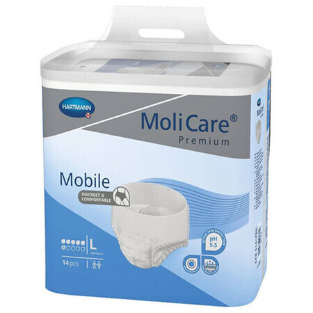 MoliCare Premium Mobile, diapers, size L, 100-150 cm, 6 drops, 14 pcs