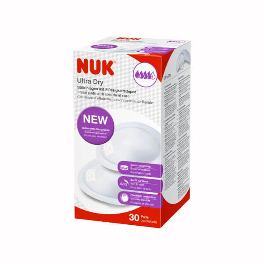 NUK, tire-lait électrique biphasé, Luna, 1 pièce + coussinets, Ultra Dry, 30 pièces